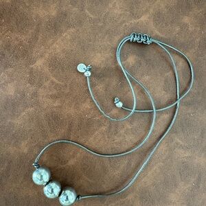 NEW W/O Tag Marilyn Schiff Gray Corded Silver Beaded Necklace